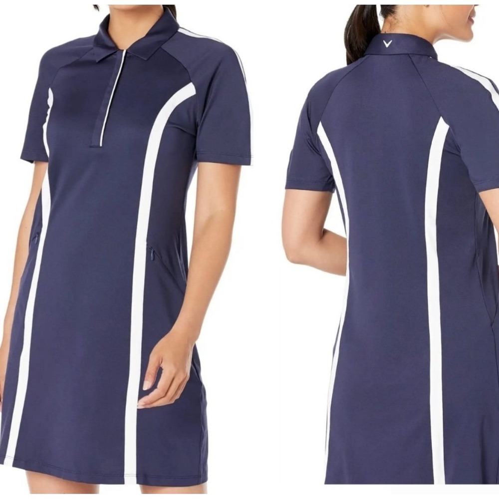Callaway Swing Tech Golf Polio Performance  Navy Dress Women's Medium